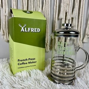 ALFRED "But First Coffee" French Press Coffee Maker FabFitFun ~ BRAND NEW